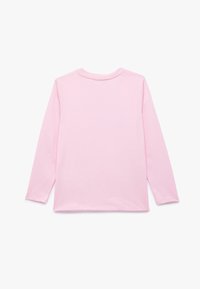 Lange mouwen shirt in lichtroze, van katoen, ronde halslijn, zonder patronen, gladde textuur, relaxte pasvorm met afgeronde zoom.