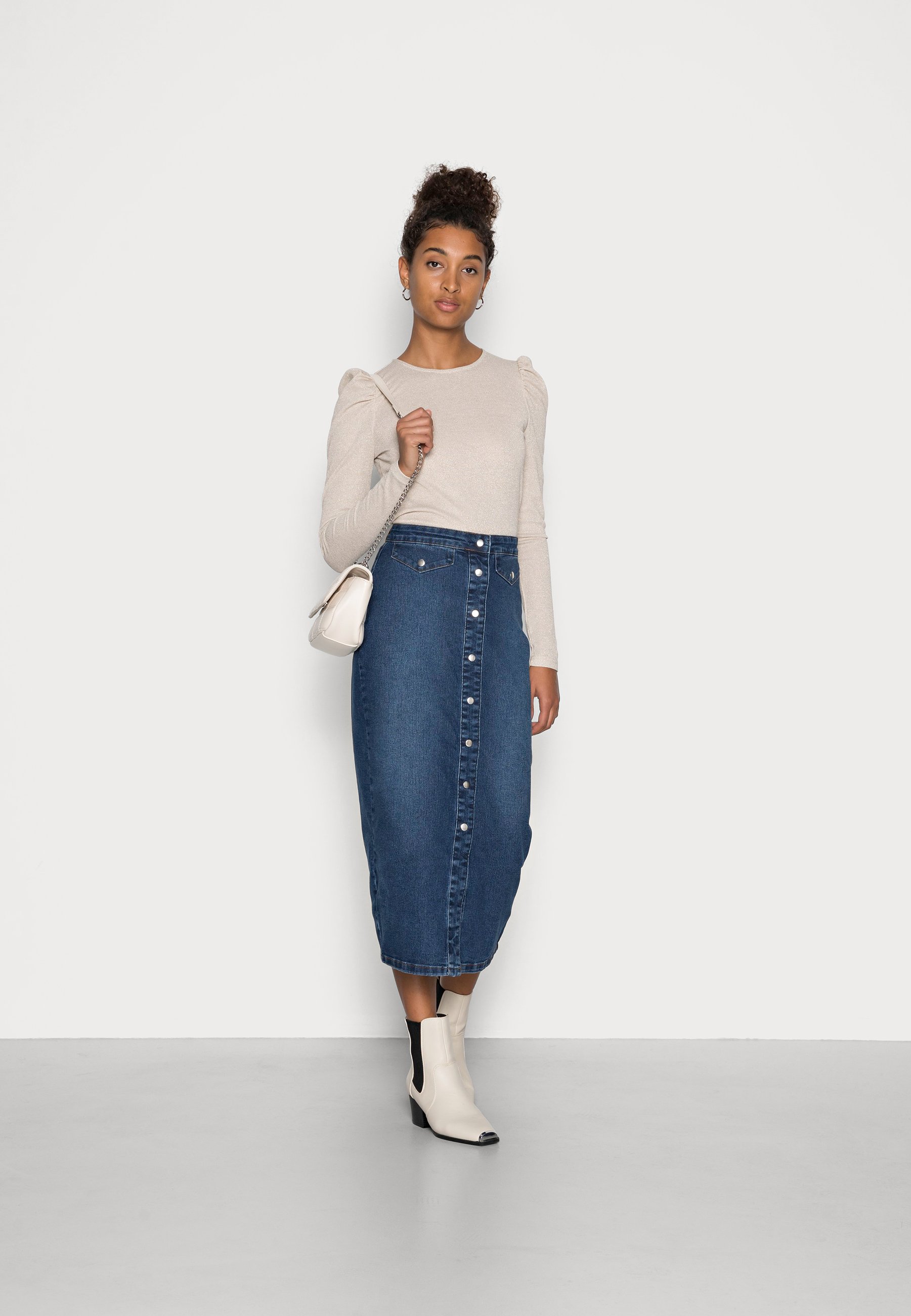 JDY JDYNEWSANNA LIFE LONG SKIRT - Denim 