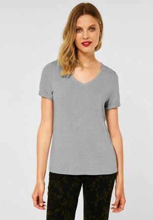 MIT V-AUSSCHNITT - Basic T-shirt - grau
