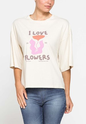 Carrera Jeans, OVERSIZE PRINTED TEE - Maglietta a manica lunga - beige