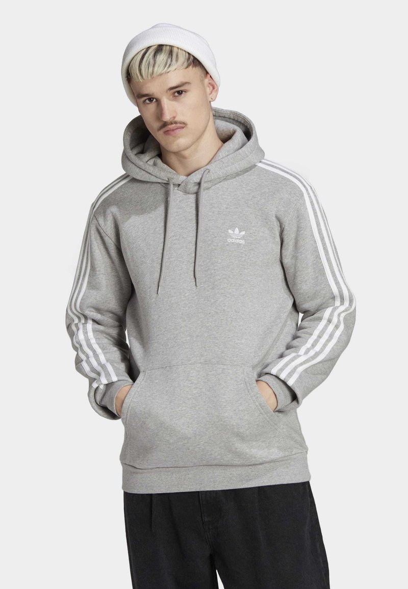 adidas Originals 3 STRIPES HOODY - Sweat à capuche - medium grey heather