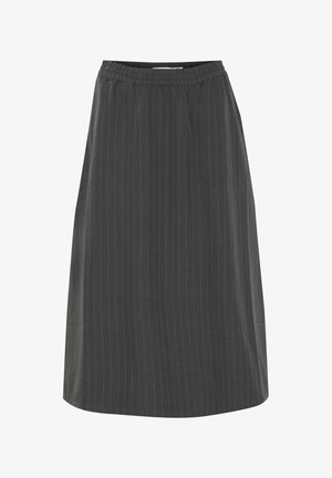 b.young, BYMMMIDDE - A-vonalú szoknya - dark grey mel pinstripe mix