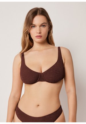 Calzedonia, CRINCKLE WAVES BALCONETTE - Top de bikini - brown