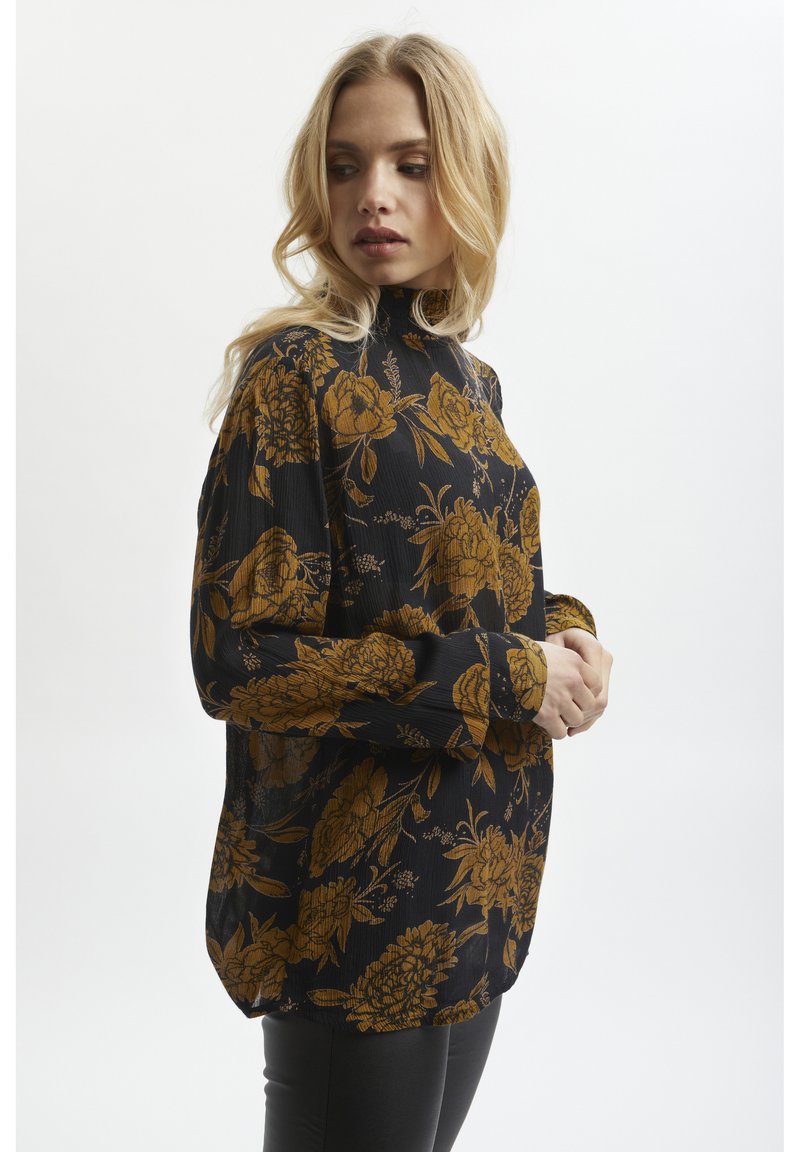 Damen Hemdblusen | Kaffe Bluse black w cumin flowers/schwarz - QI86225 Damen Hemdblusen | Kaffe Bluse black w cumin flowers/schwarz - QI86225