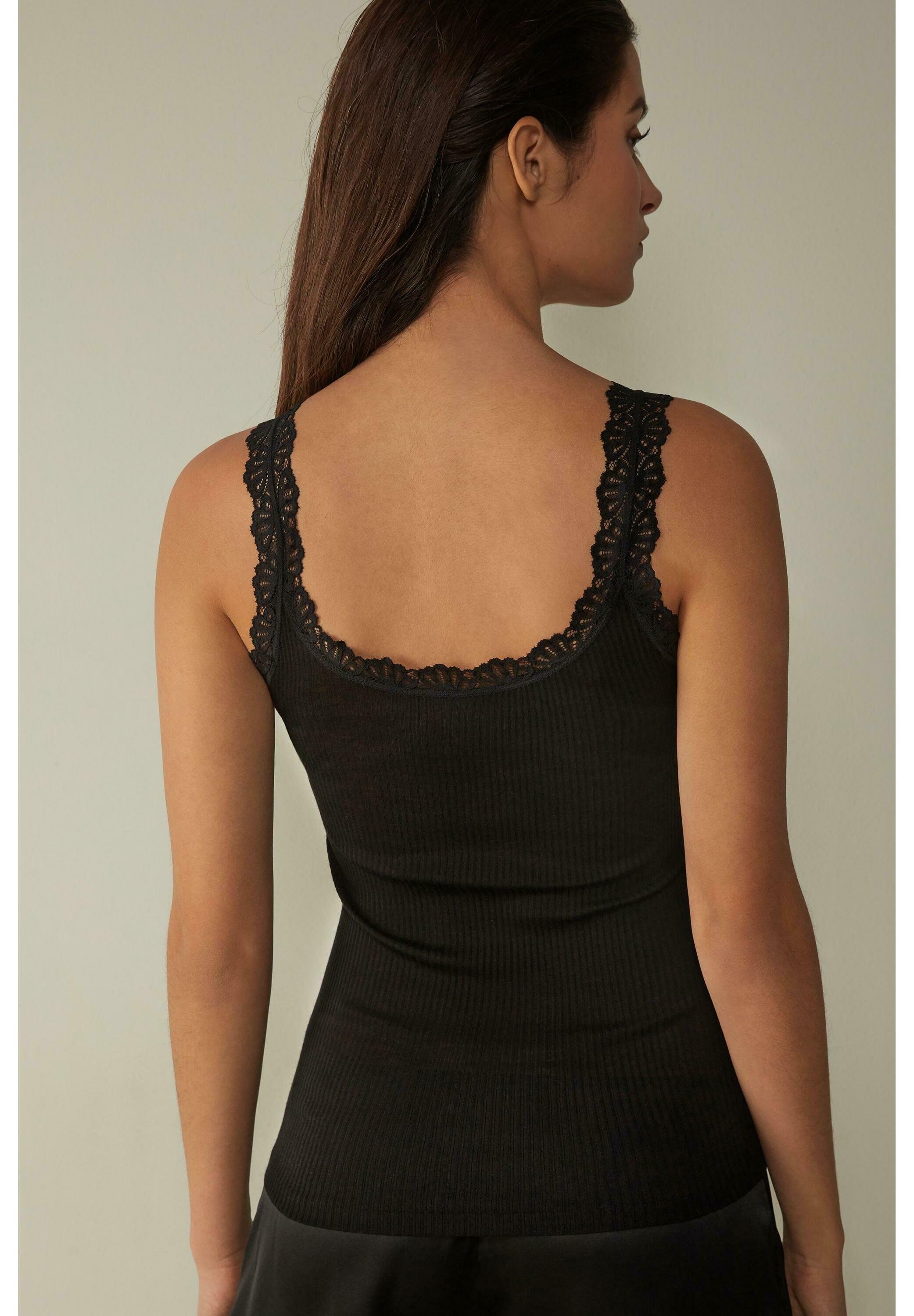 Intimissimi MIT SPITZE - Camiseta interior - schwarz black/negro -  Zalando.es