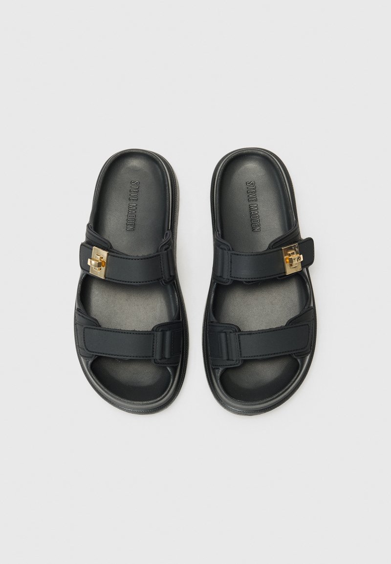 Sandales Steve Madden à Talons En Cuir Noir - Taille 6 Femme, Neuves Sans Boîte