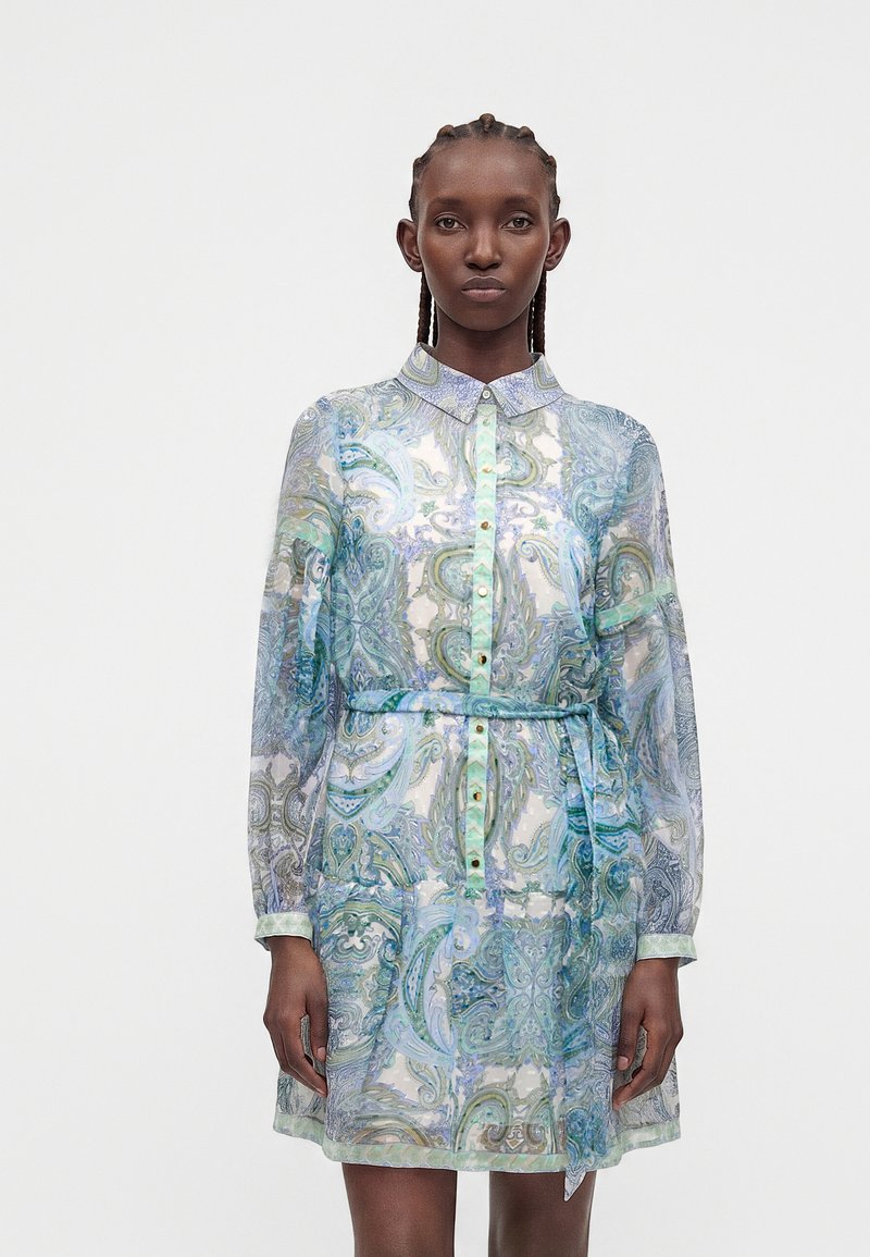 VILA VIPRAYA PRINTED SHORT DRESS - Φόρεμα πουκάμισο - cloud dancer/enamel/ice/nantucket/blue