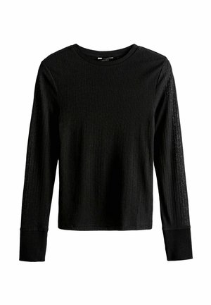 REGULAR FIT - Tops ar garām piedurknēm - black