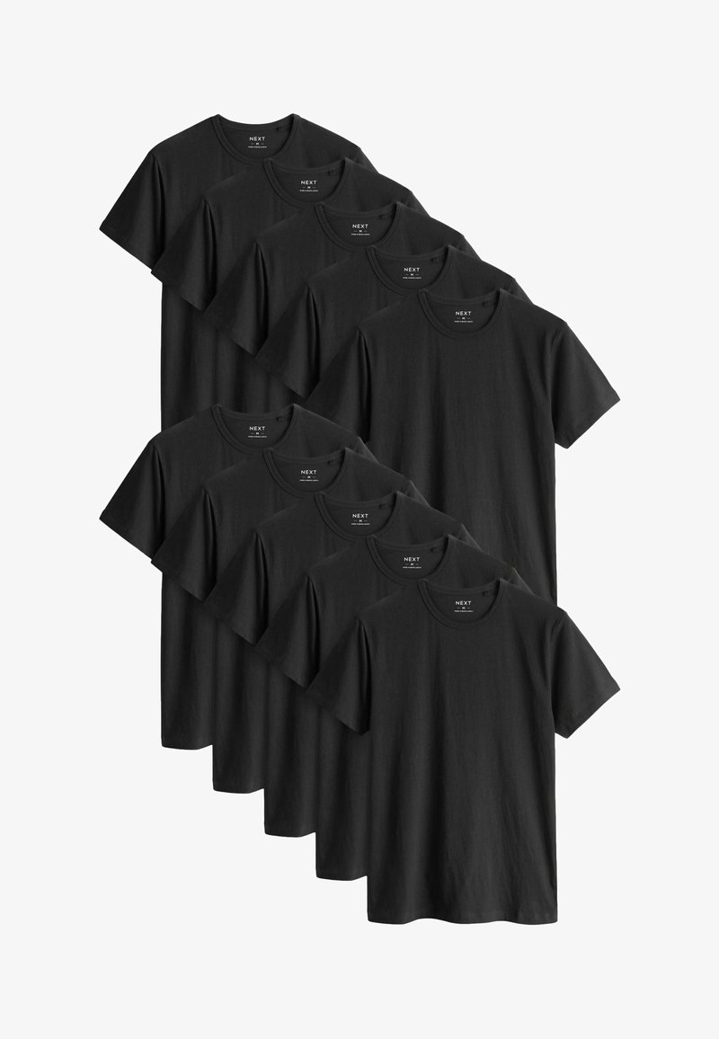 Sorte bomulds t-shirts stablet, med rund hals og korte ærmer. Stoffet ser glat ud med et klassisk pasform design.