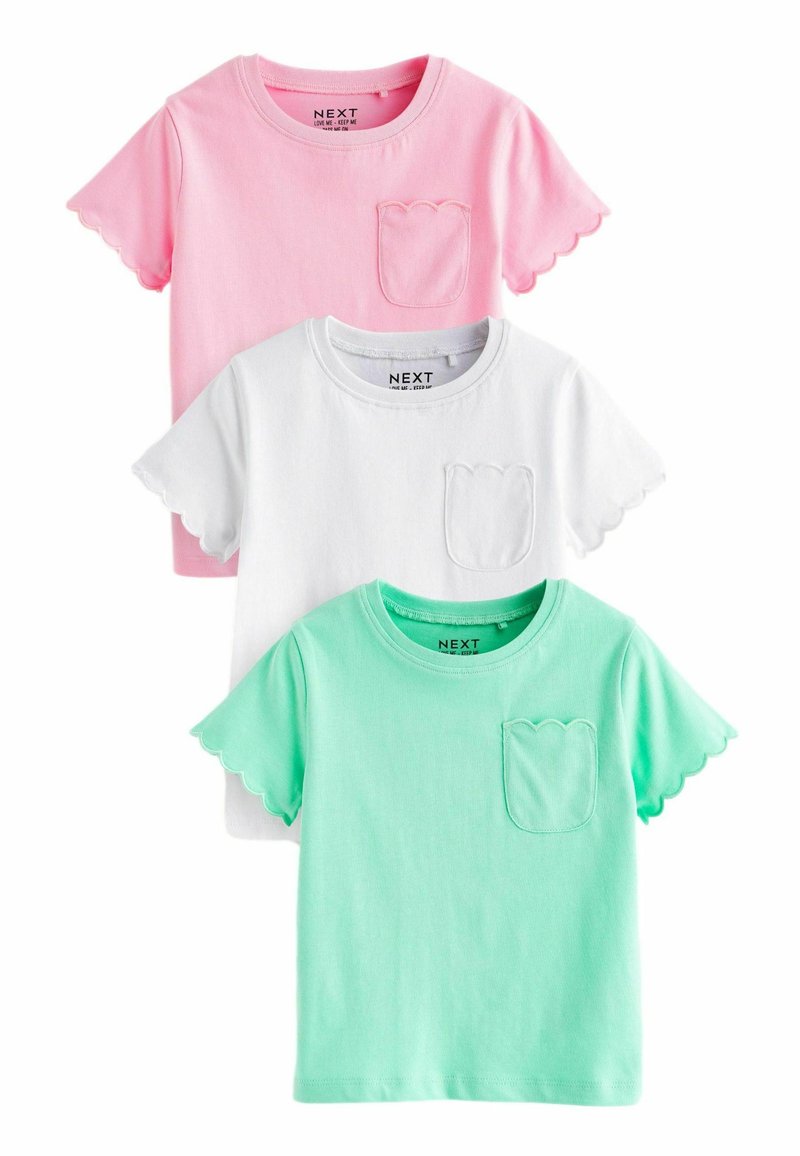 Next SHORT SLEEVE SCALLOP 3 PACK - REGULAR FIT - Camiseta estampada - bright pink