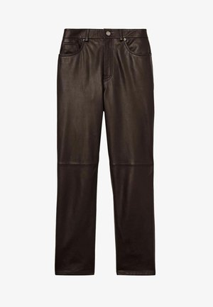 Reiss Pantaloni di pelle - chocolate