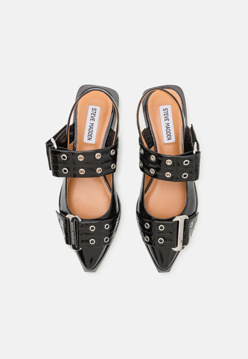 Ballerines Steve Madden Heaven Taille 5 Jeunesse - Noir Verni Flats, Neuf Sans Boîte