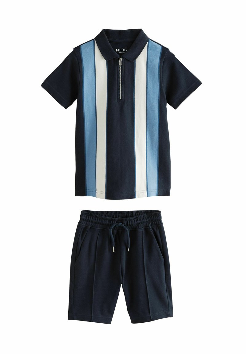 Next REGULAR FIT - ZIP NECK STRIPE SET - Shorts - navy white