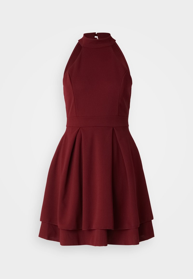 strapless open back dress Angel Sleeve Wrap Bodice Mesh Maxi Dress, Red Geo – Jolie Moi Retail main image 0