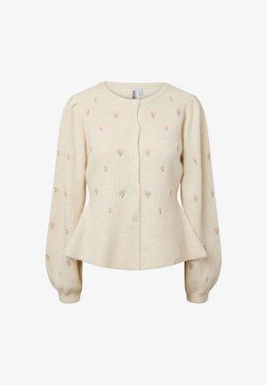 Pieces, PCSILLY LS PUFF KNIT CARDIGAN EMB BC - Gilet - birch detail embroidery