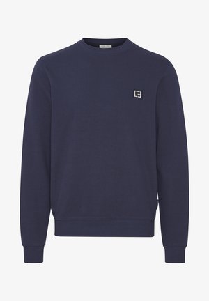 Felpa blu navy in cotone, con scollatura a girocollo e polsini a coste. Piccola patch con logo sul petto. Design classico a pullover.