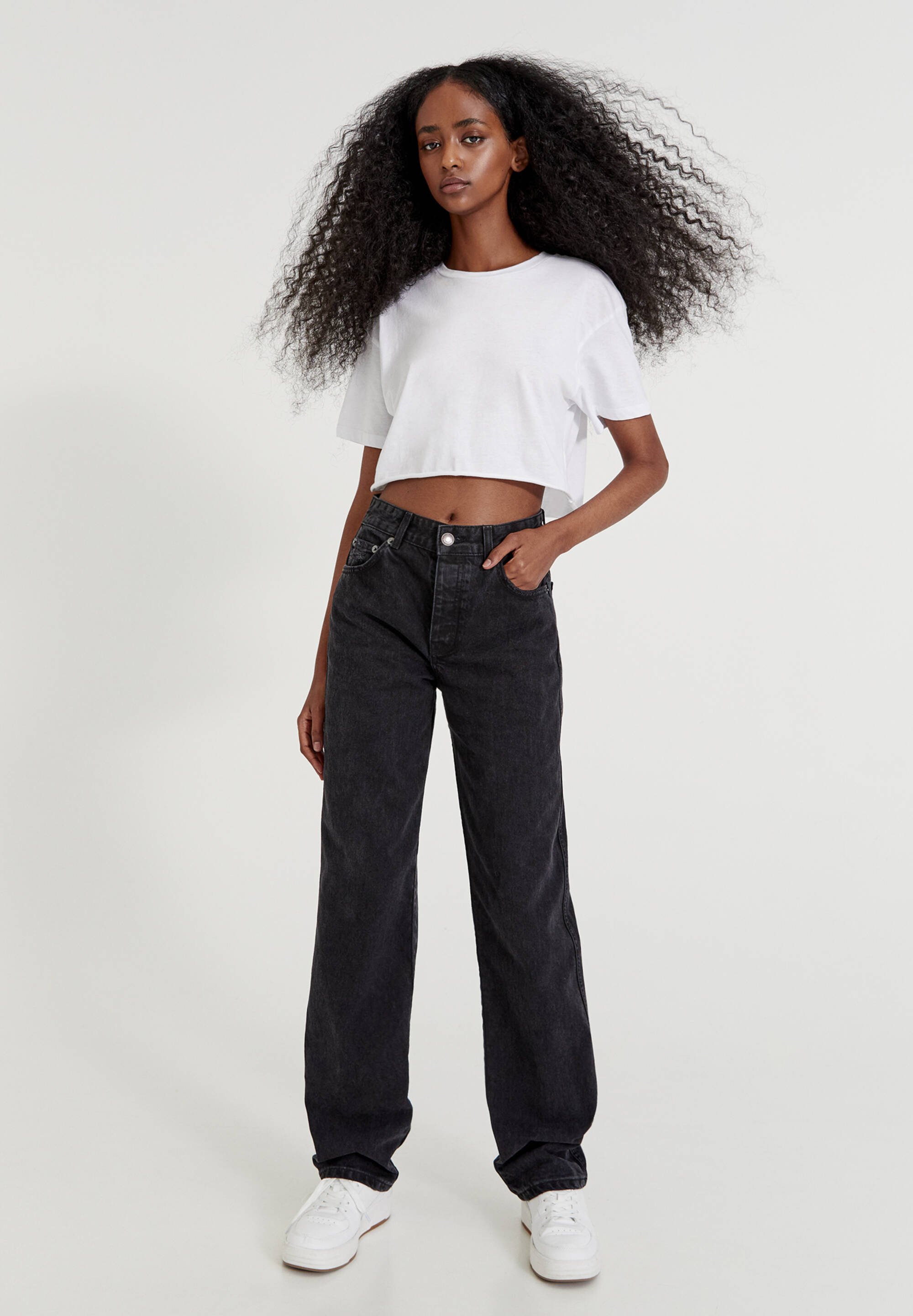 PULL\u0026BEAR 90'S - Jeans a sigaretta - mottled black/nero denim - Zalando.it