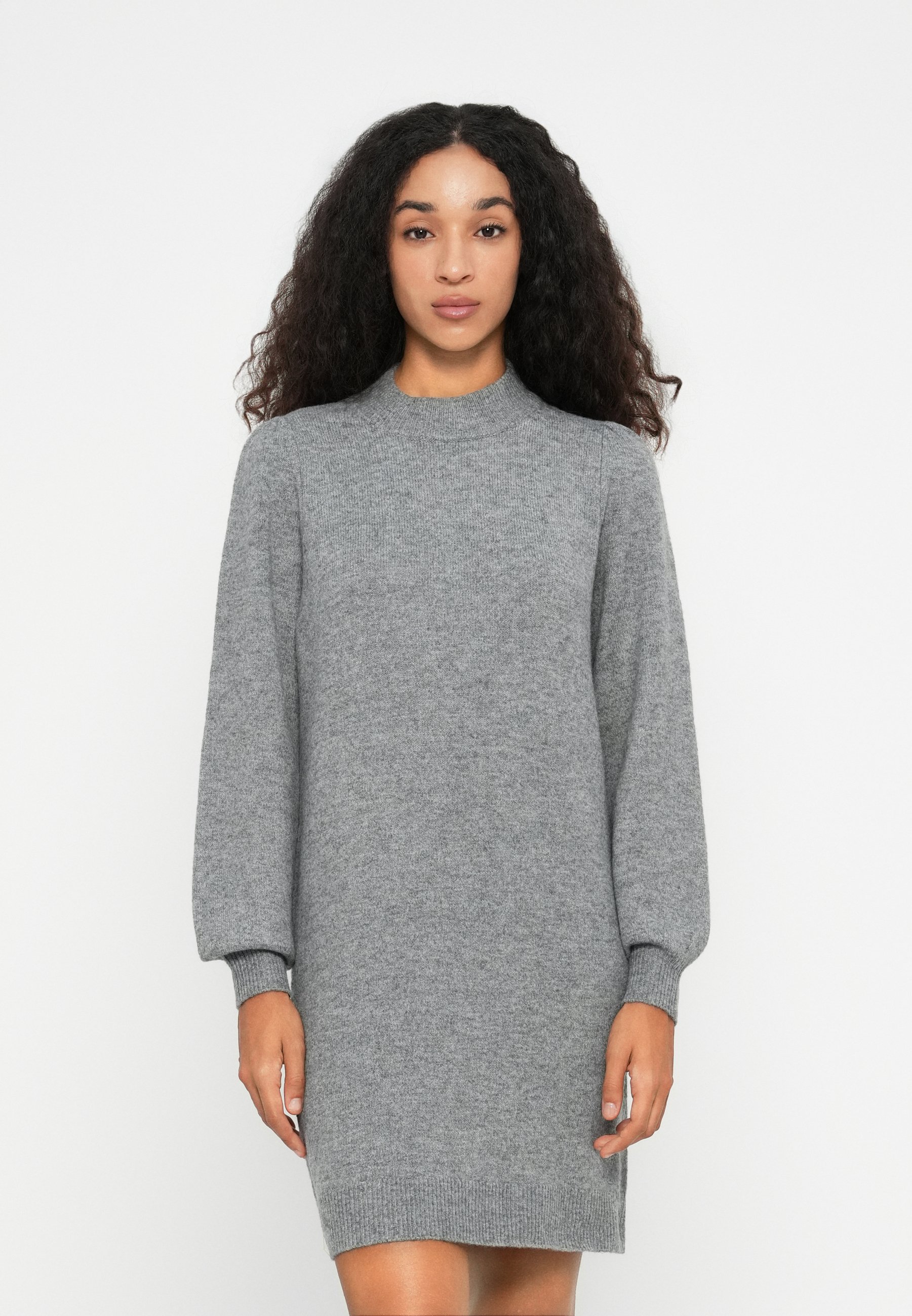 JDY JDYRUE LIFE HIGH NECK DRESS - Jumper dress - medium grey/mottled grey -  Zalando