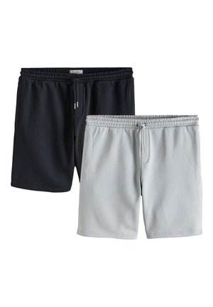 To par afslappede shorts med elastiske linninger og snore, en sort og en lysegrå, vist på en hvid baggrund.