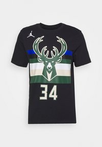 Nike Performance Nba Milwaukee Bucks Giannis Antetokounmpo Name Number Tee T Shirt Print Black Schwarz Zalando De