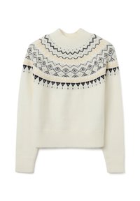 OVS REGULAR FIT WITH GEOMETRIC PATTERN - Strickpullover - white/black