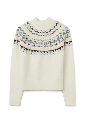 REGULAR FIT WITH GEOMETRIC PATTERN - Strickpullover - white/black