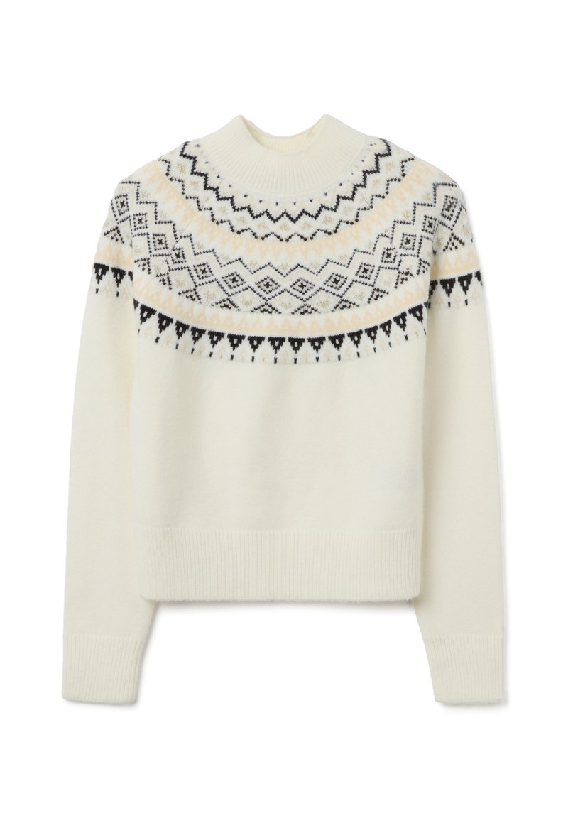 OVS REGULAR FIT WITH GEOMETRIC PATTERN - Strickpullover - white/black