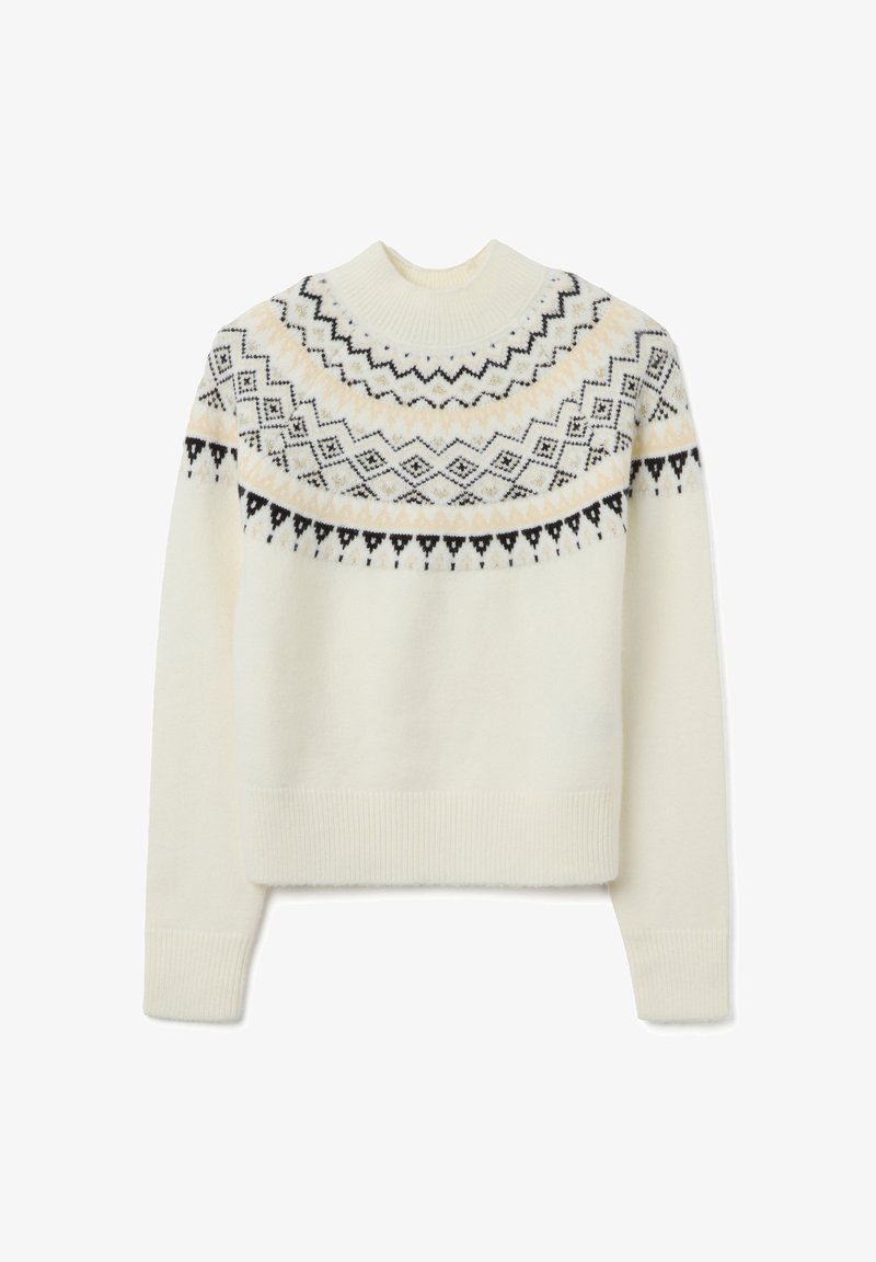 OVS REGULAR FIT WITH GEOMETRIC PATTERN - Trui - white/black