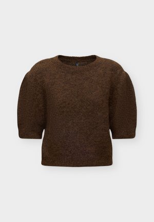 ONLY, ONLNELLIE SS O-NECK KNT - Обикновена тениска - coffee bean