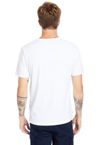 Weißes Baumwoll-T-Shirt mit kurzen Ärmeln und Rundhalsausschnitt, einfachem Design und ohne sichtbare Muster oder Grafiken.