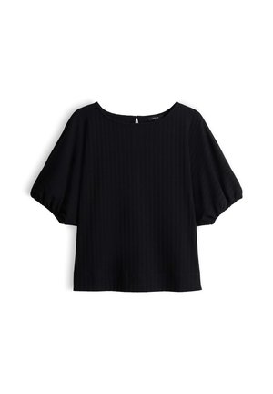 OPUS, RELAXED FIT RIB TEXTURE - T-Shirt basic - black