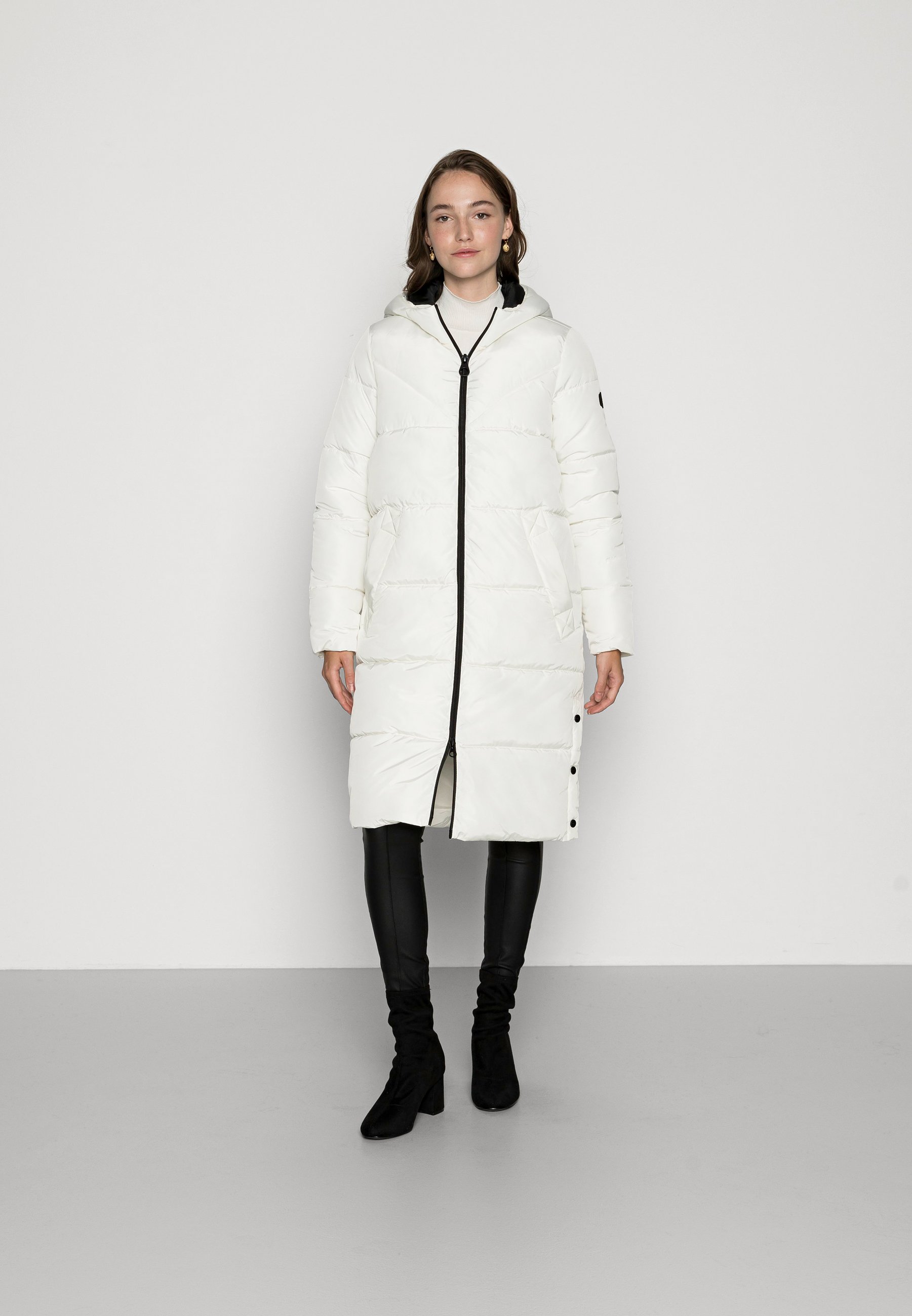 white maxi puffer coat