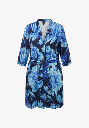 Ulla Popken, FLORAL 3/4 SLEEVE WRAP - Klassisk frakke - ink blue