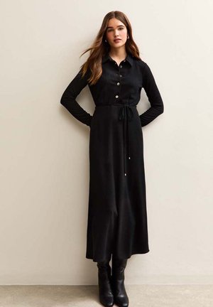 New Look CRINKLED MIDI - Robe chemise - black