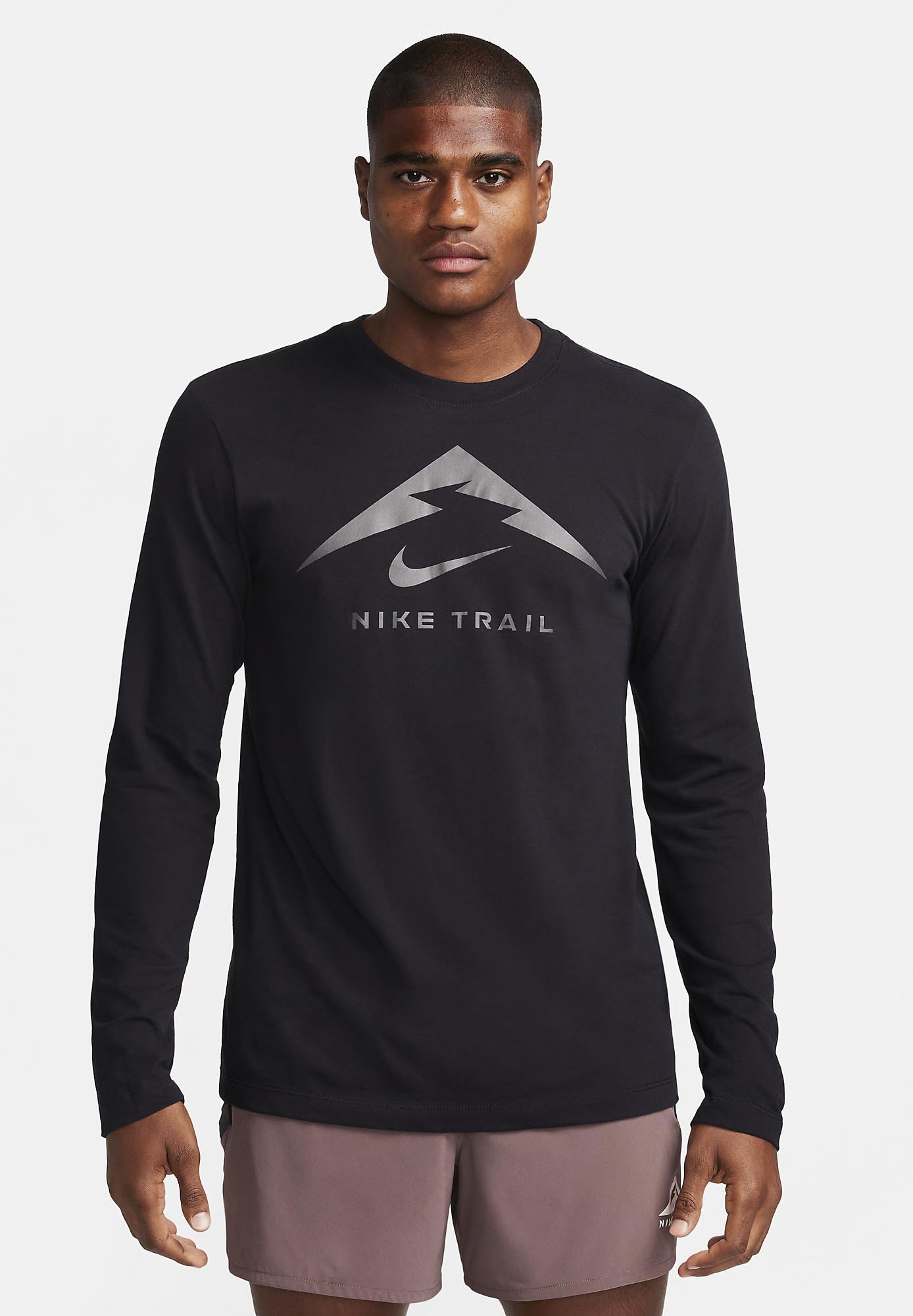 Nike Performance DF TEE LS TRAIL - Long sleeved top - black - Zalando