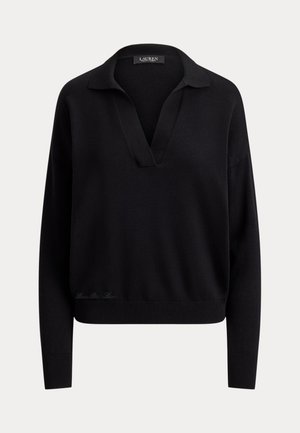 Lauren Ralph Lauren, COTTON-MODAL POLO SWEATER - Πουλόβερ - black