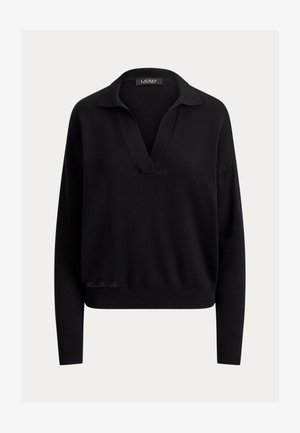 Lauren Ralph Lauren, COTTON-MODAL POLO SWEATER - Pullover - black