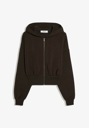 Bershka, ZIP-UP WITH WAISTBAND - HOODIE - Sweat zippé - dark brown