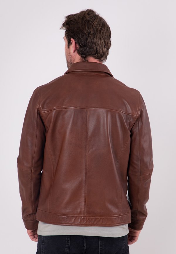 COLLARED RENWICK - Leather jacket - cognac2