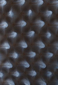 Gros plan d'une surface texturée avec un motif répétitif de petits groupes translucides, pointus et surélevés, formant une disposition en grille.