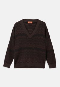 V NECK SWEATER - Svetr - solid color brown
