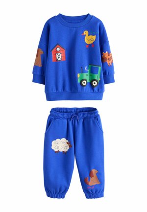 Next, REGULAR FIT - PRINTED CREW NECK SWEAT TOP AND JOGGERS SET - Tracksuit - dark blue