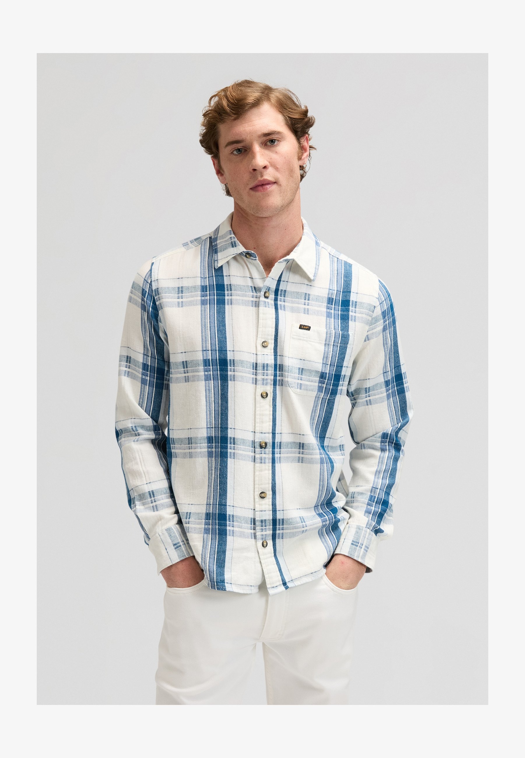 Oxbow M2citel Camicia Uomo In Chambray 100% Cotone - Maniche Lunghe, Blu Scuro, 2 Tasche, Colletto Con Bottoni, Taglia S, Leggera E Morbida