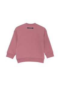 Felpa rosa con maniche lunghe, polsini a costine e collo a giro. Presenta un'etichetta con "ROY ROGERS" sul retro. Texture in cotone liscia.