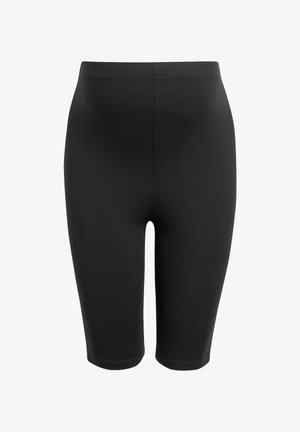Sorte strækbare cykeltights med høj talje, glat tekstur og ingen synlige sømme. Fremstillet af et let og åndbart stof.