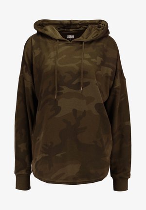 Sudadera con capucha de camuflaje verde, con cordón, mangas largas y un corte relajado. Fabricada en un tejido suave con una textura lisa y puños acanalados.