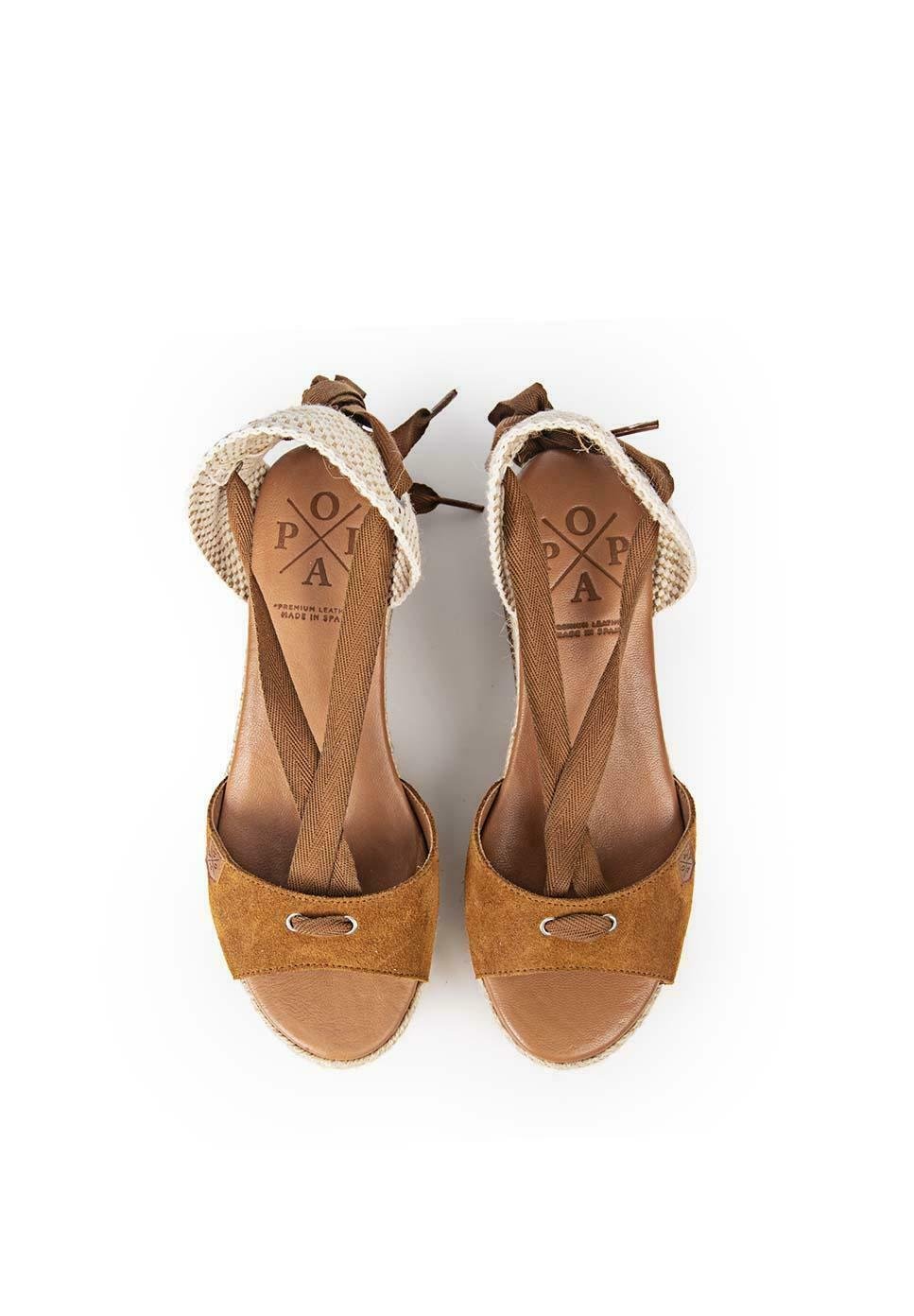 POPA VALDES LAZ SERRA - Sandalias de cuña - cuero/marrón - Zalando.es