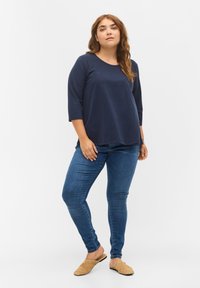 Zizzi BASIC MIT 3/4 ÄRMELN - Top dugih rukava - navy blazer