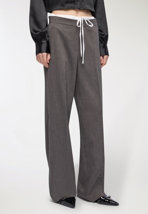 WIDE CON COULISSE A CONTRASTO - Pantaloni - grigio medio melange