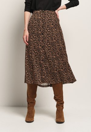 LEOPARD PRINT JOYAU - Falda acampanada - black